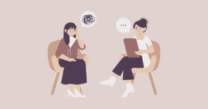 I benefici della psicoterapia L'immagine rappresenta una psicoterapeuta e la sua paziente durante una seduta di psicoterapia